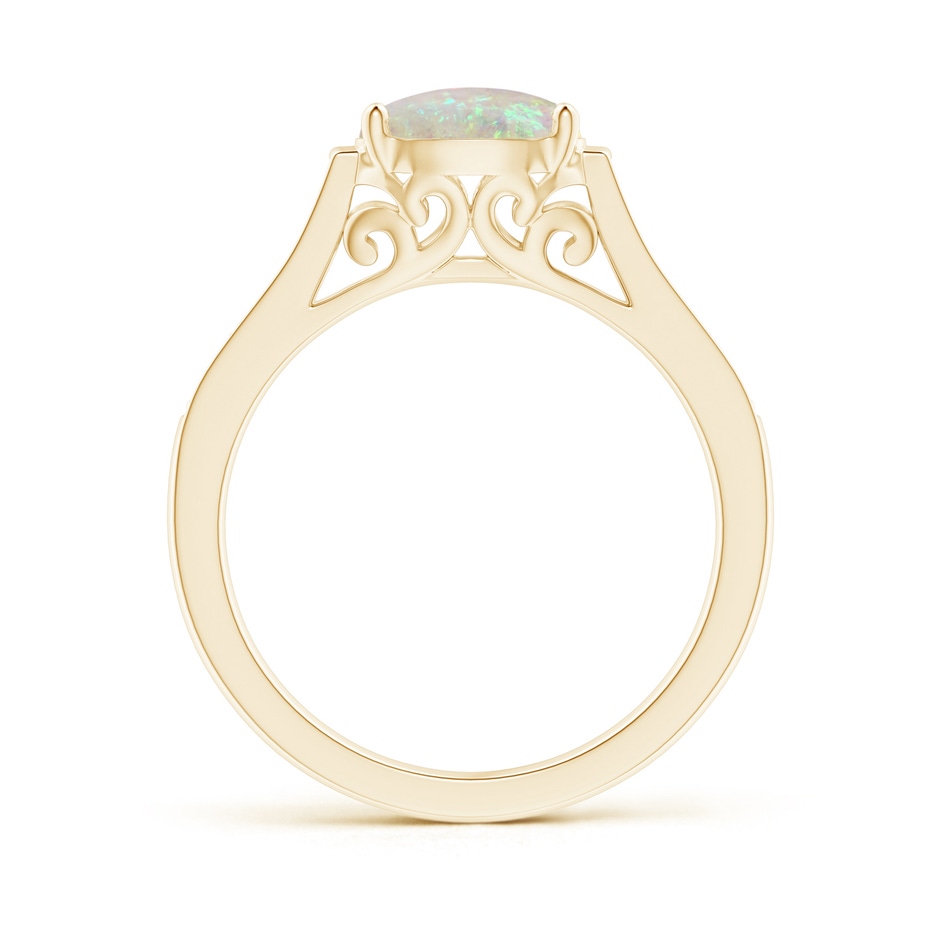 8x6mm AAA East-West Oval Opal Solitaire Ring with Diamonds in Yellow Gold product image