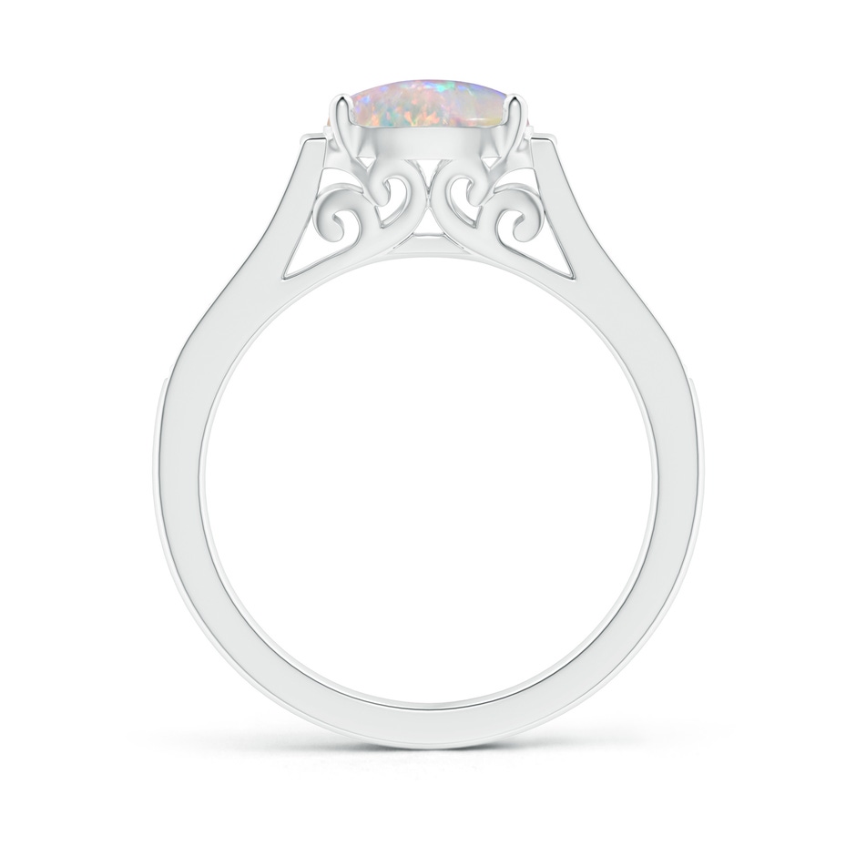 8x6mm AAAA East-West Oval Opal Solitaire Ring with Diamonds in P950 Platinum product image