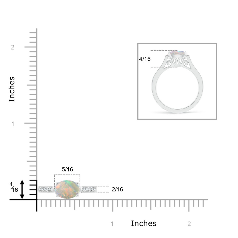 8x6mm AAAA East-West Oval Opal Solitaire Ring with Diamonds in P950 Platinum product image