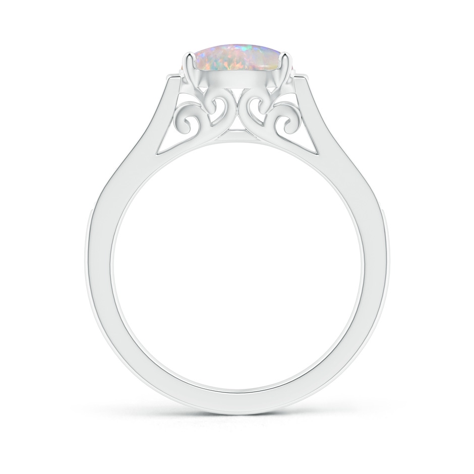 8x6mm AAAA East-West Oval Opal Solitaire Ring with Diamonds in White Gold product image