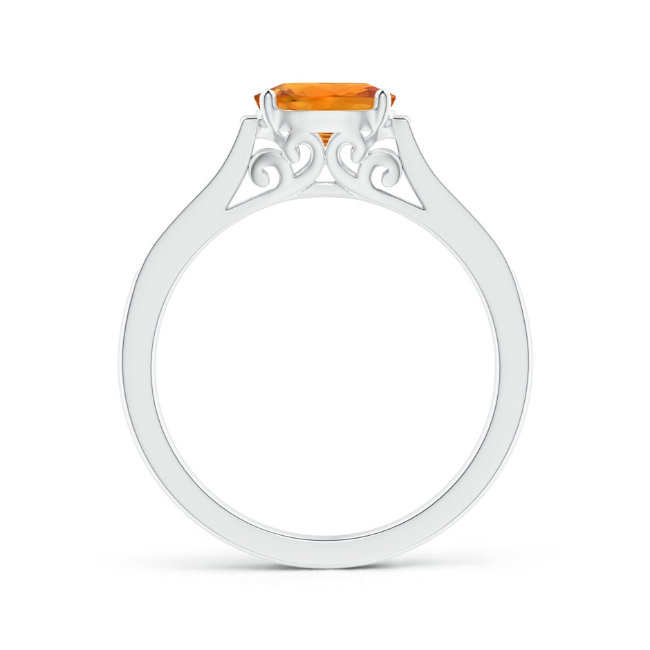 7x5mm AAA East West Oval Orange Sapphire Solitaire Ring with Diamonds in White Gold side 1