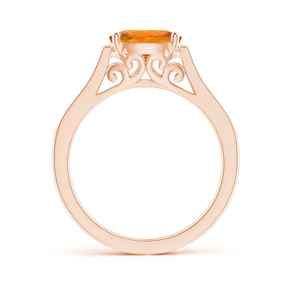 8x6mm AAA East West Oval Orange Sapphire Solitaire Ring with Diamonds in Rose Gold side 1
