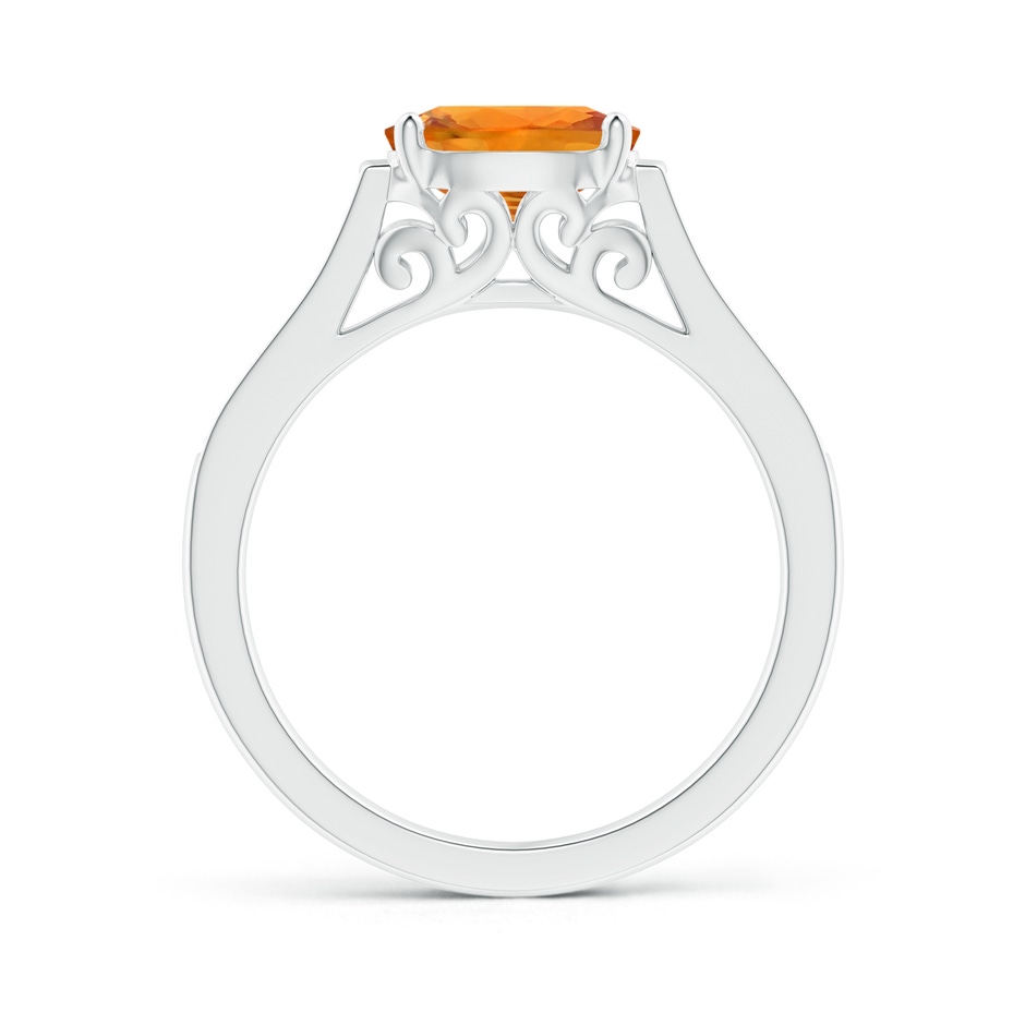 8x6mm AAA East West Oval Orange Sapphire Solitaire Ring with Diamonds in White Gold side 1