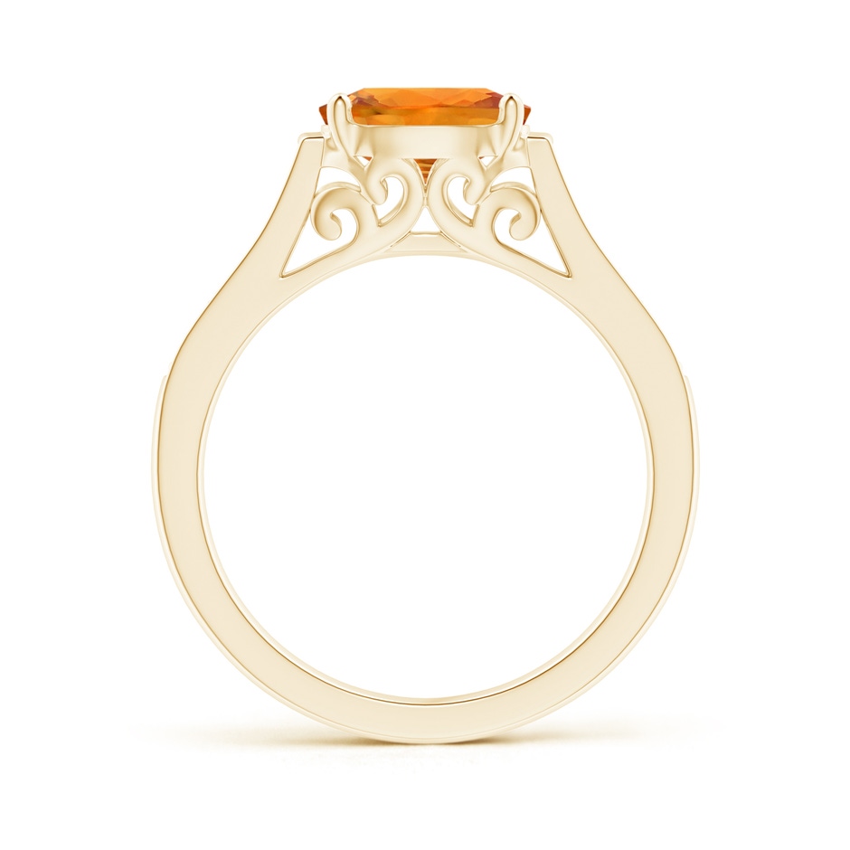 8x6mm AAA East West Oval Orange Sapphire Solitaire Ring with Diamonds in Yellow Gold side 1