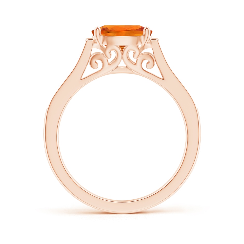 8x6mm AAAA East West Oval Orange Sapphire Solitaire Ring with Diamonds in Rose Gold side 1