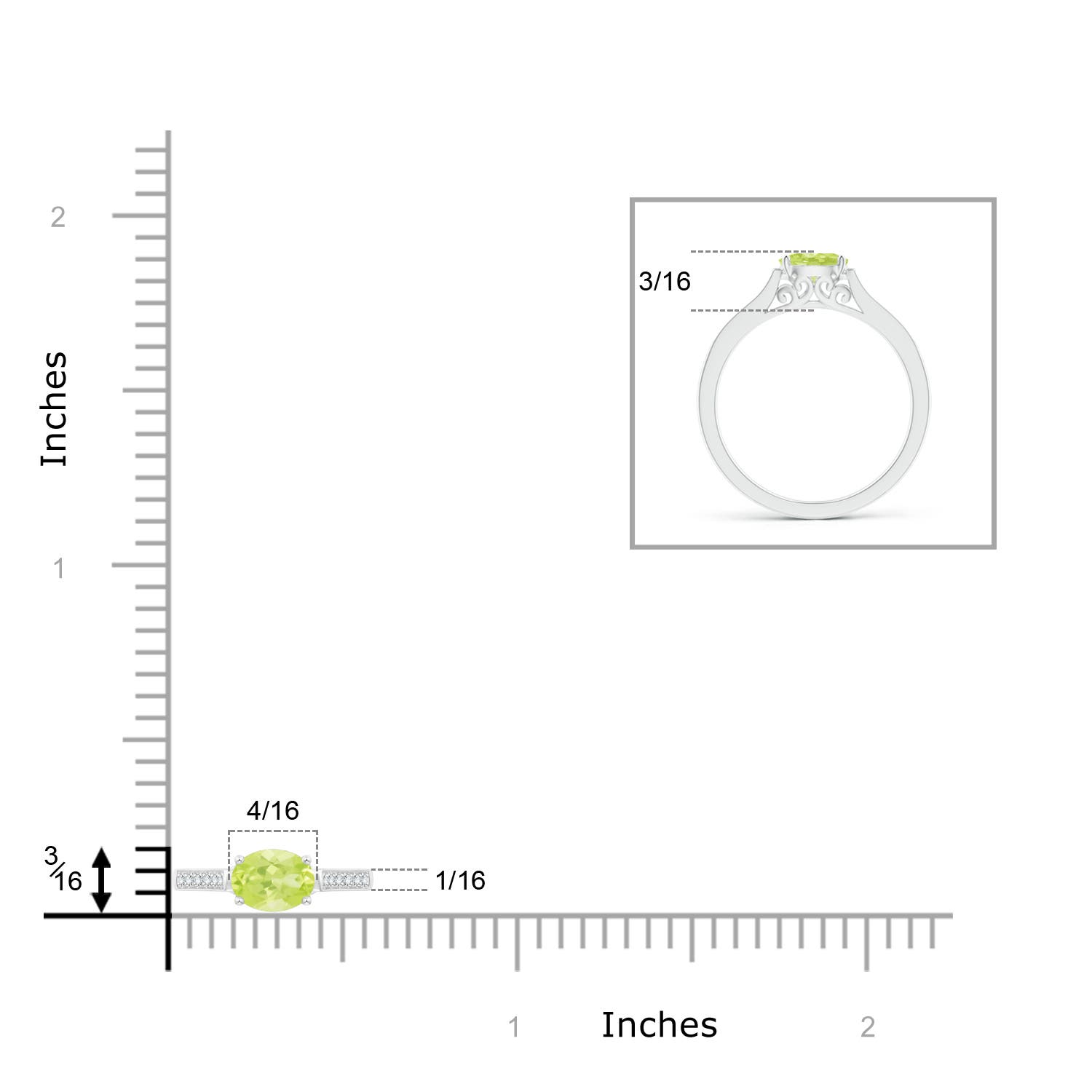 A - Peridot / 0.58 CT / 14 KT White Gold