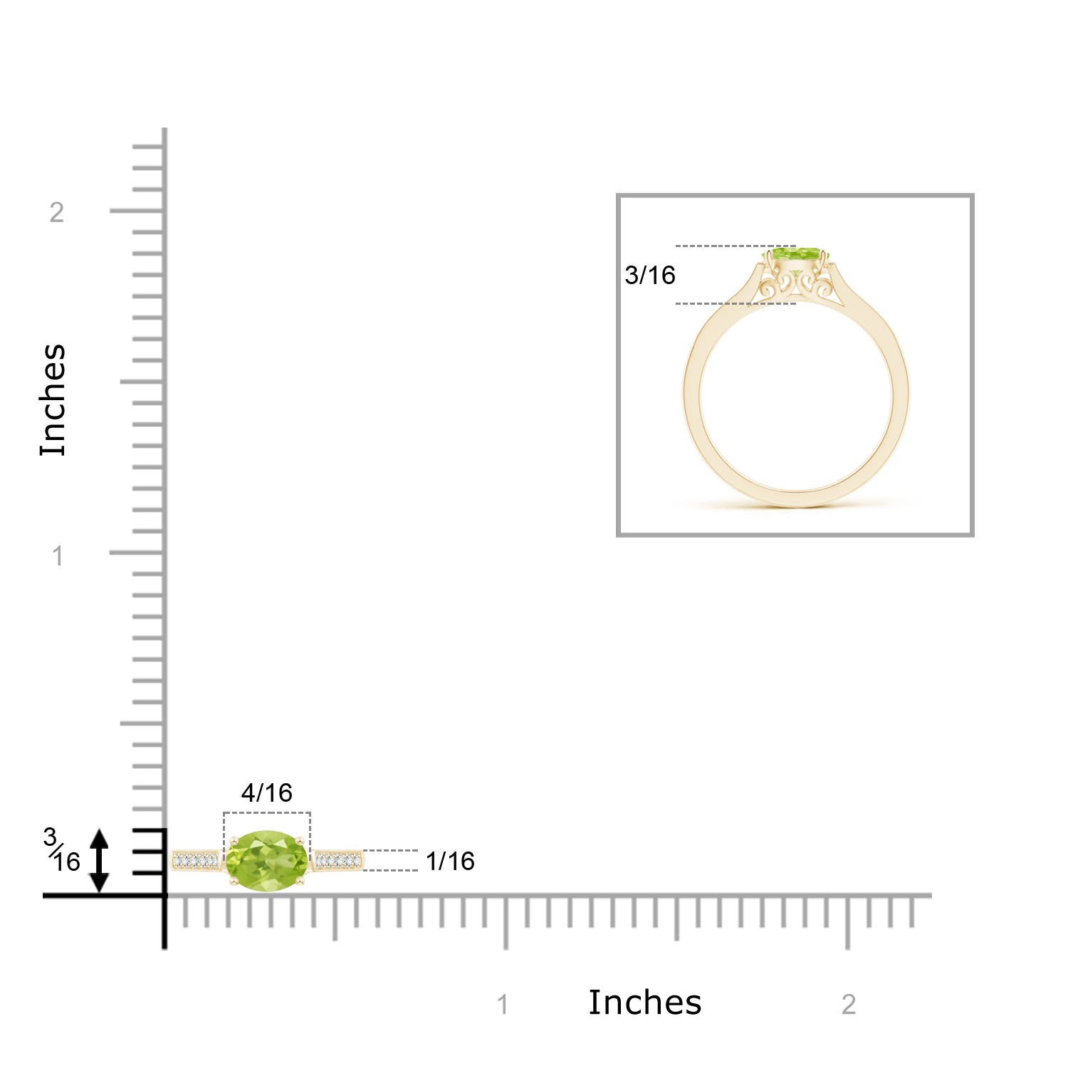 AA - Peridot / 0.58 CT / 14 KT Yellow Gold