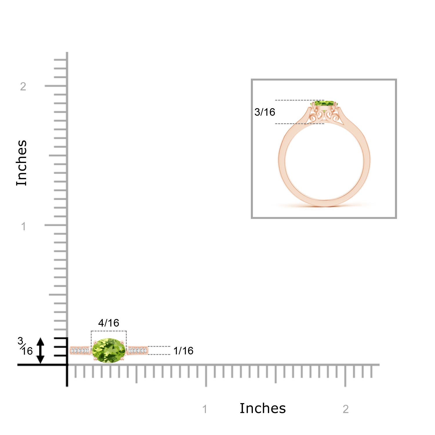 AAA - Peridot / 0.58 CT / 14 KT Rose Gold