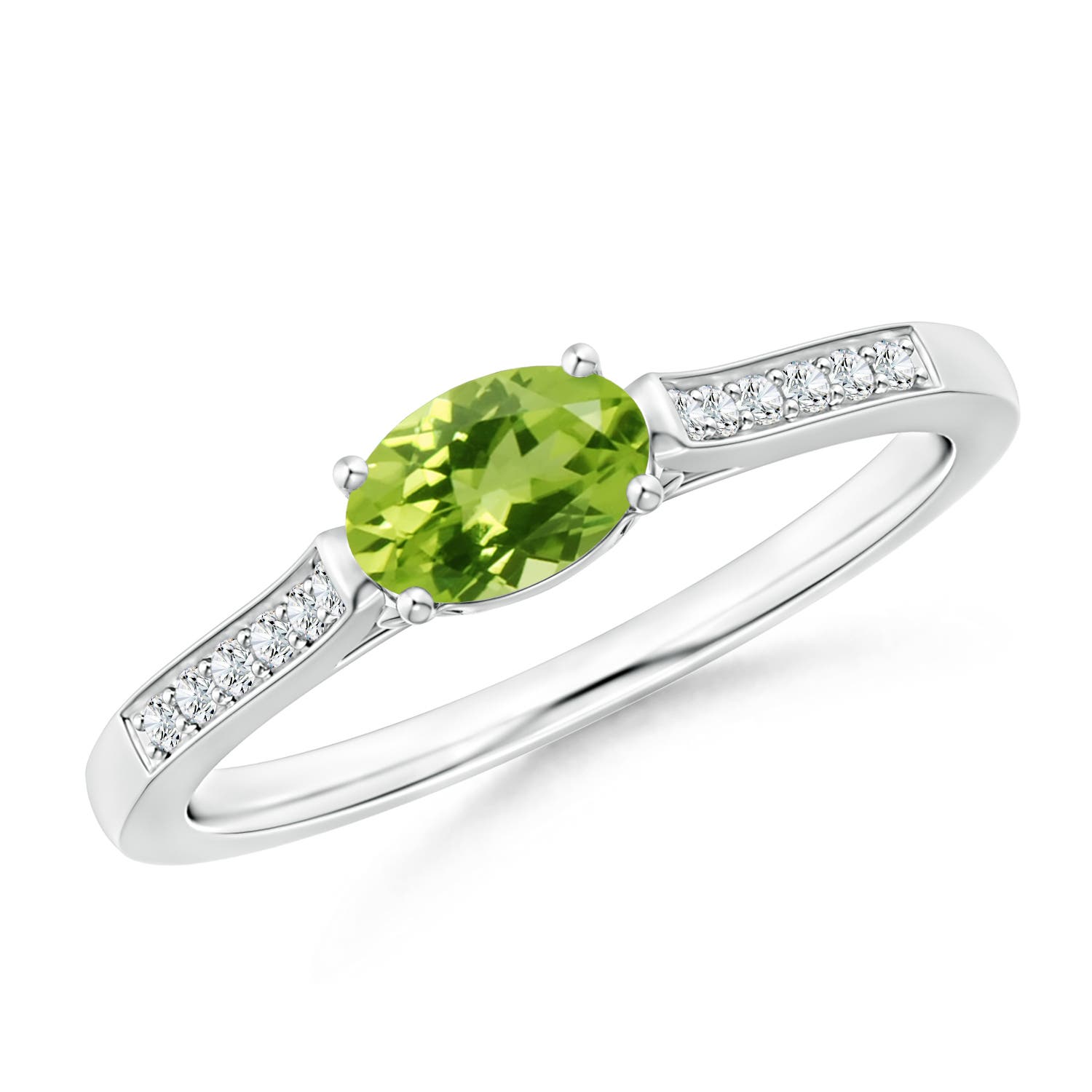 AAA - Peridot / 0.58 CT / 14 KT White Gold