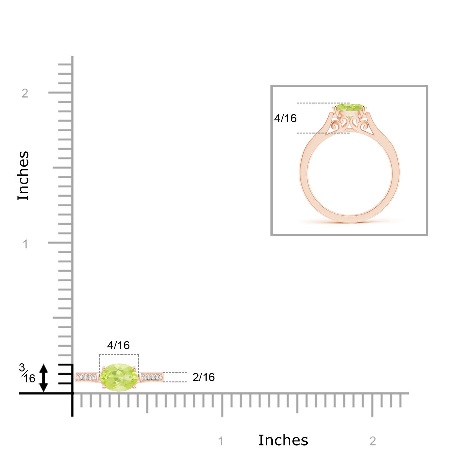 A - Peridot / 0.97 CT / 14 KT Rose Gold