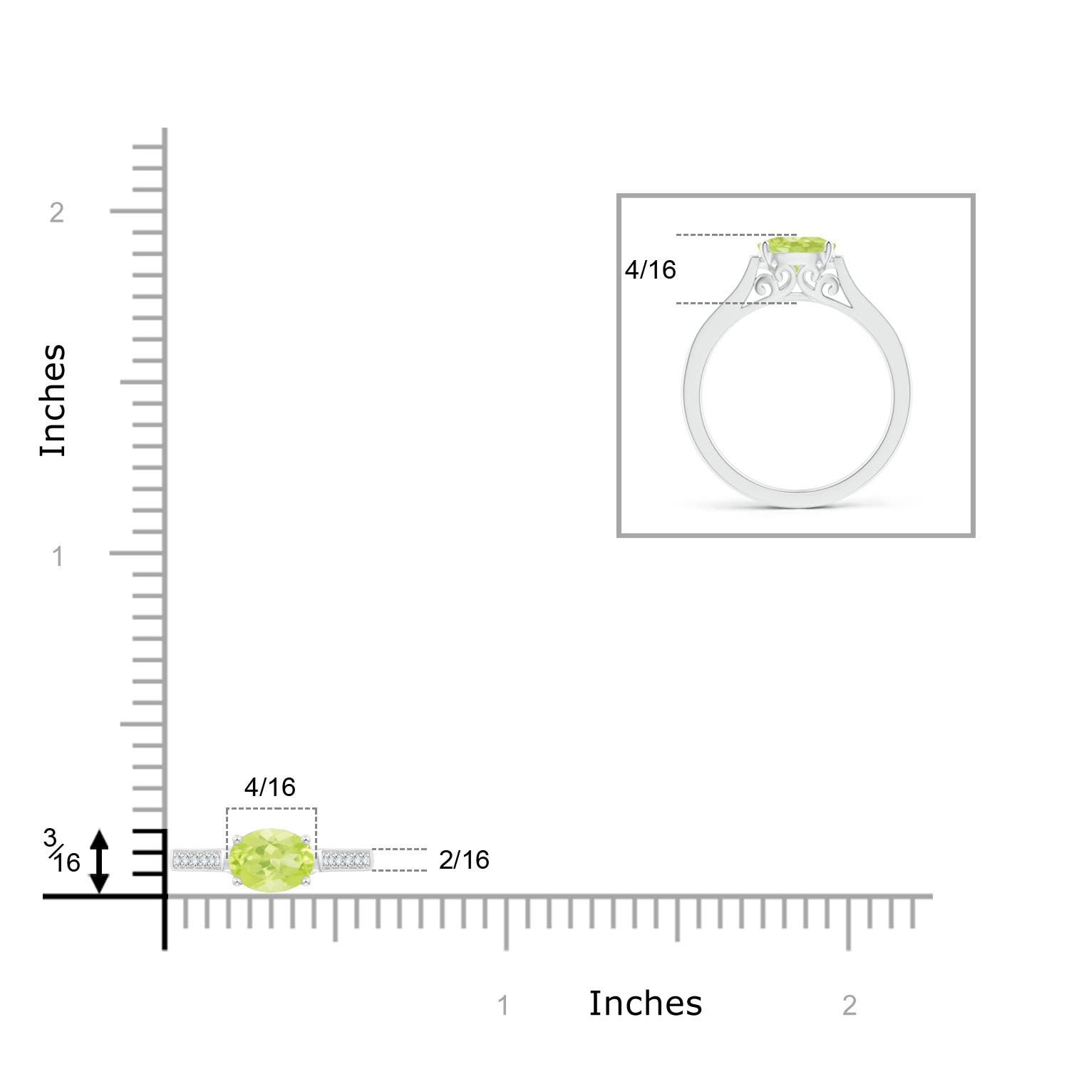 A - Peridot / 0.97 CT / 14 KT White Gold