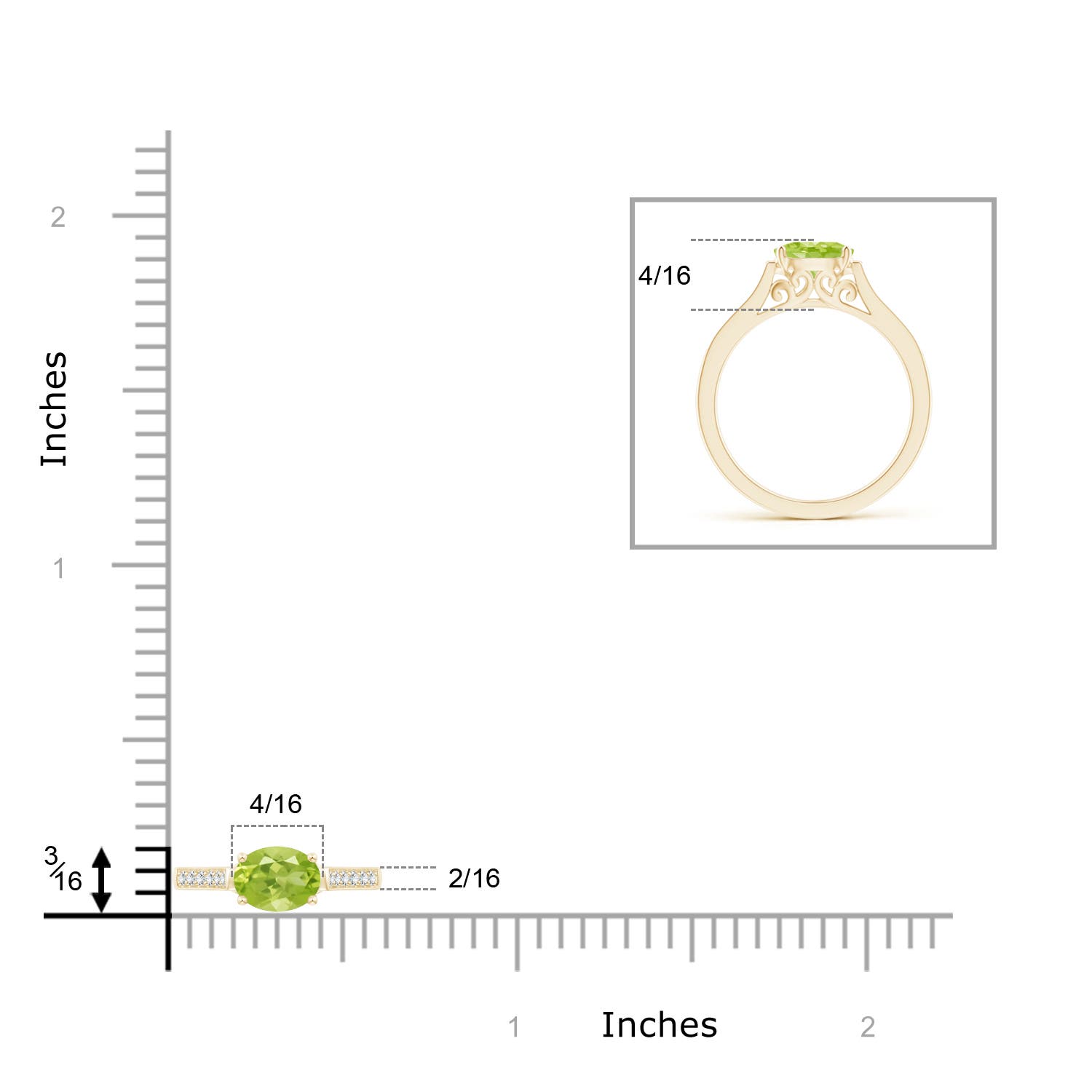 AA - Peridot / 0.97 CT / 14 KT Yellow Gold