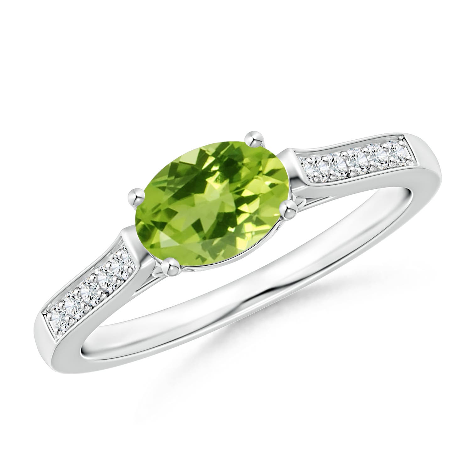 AAA - Peridot / 0.97 CT / 14 KT White Gold