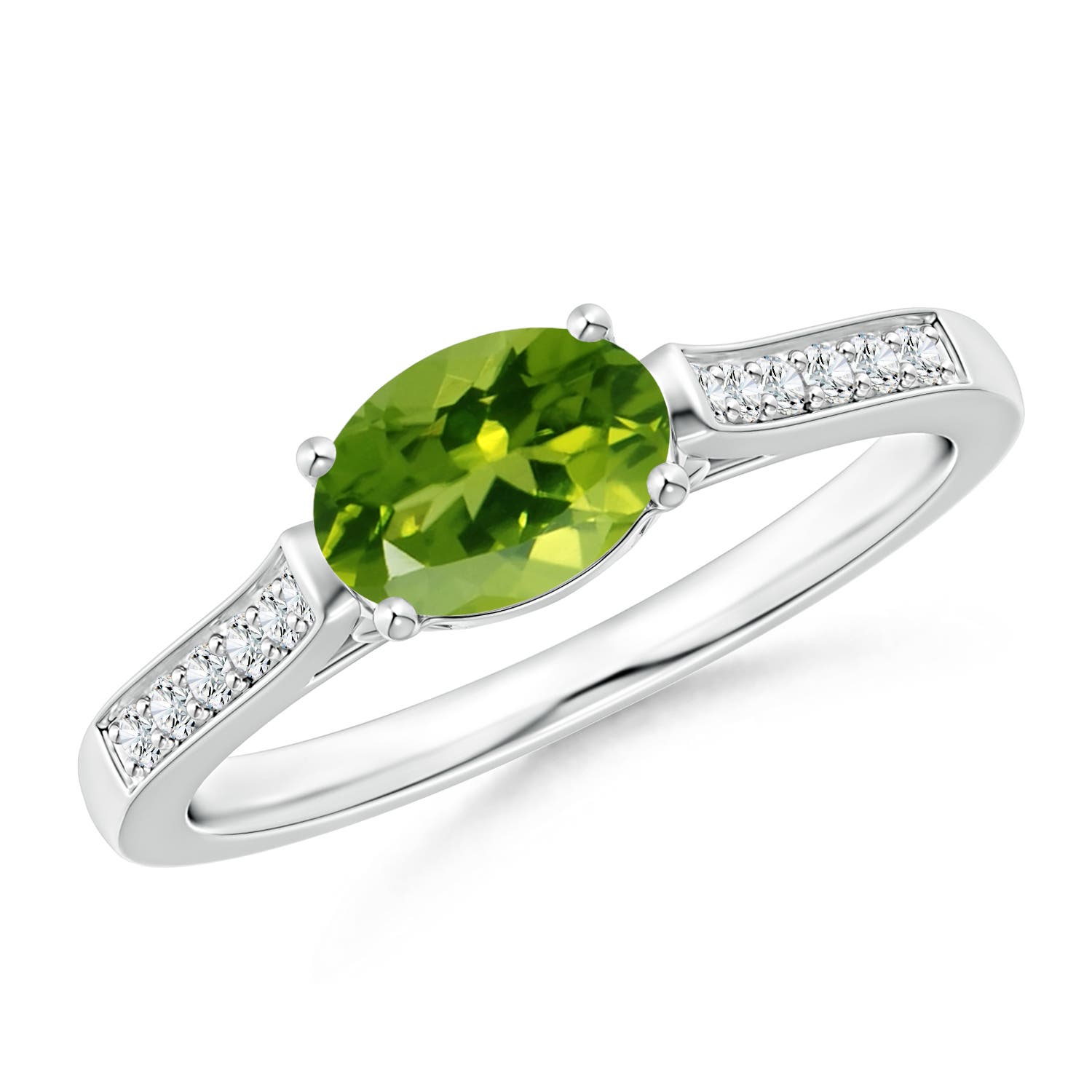 AAAA - Peridot / 0.97 CT / 14 KT White Gold