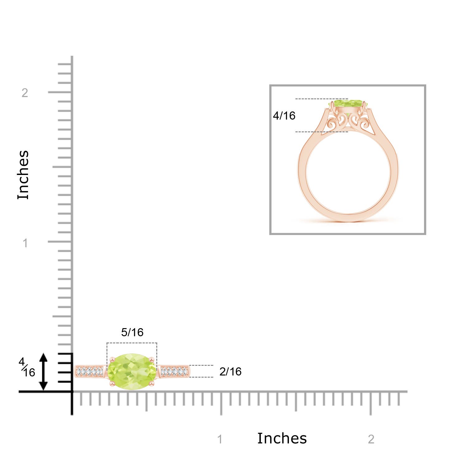 A - Peridot / 1.49 CT / 14 KT Rose Gold