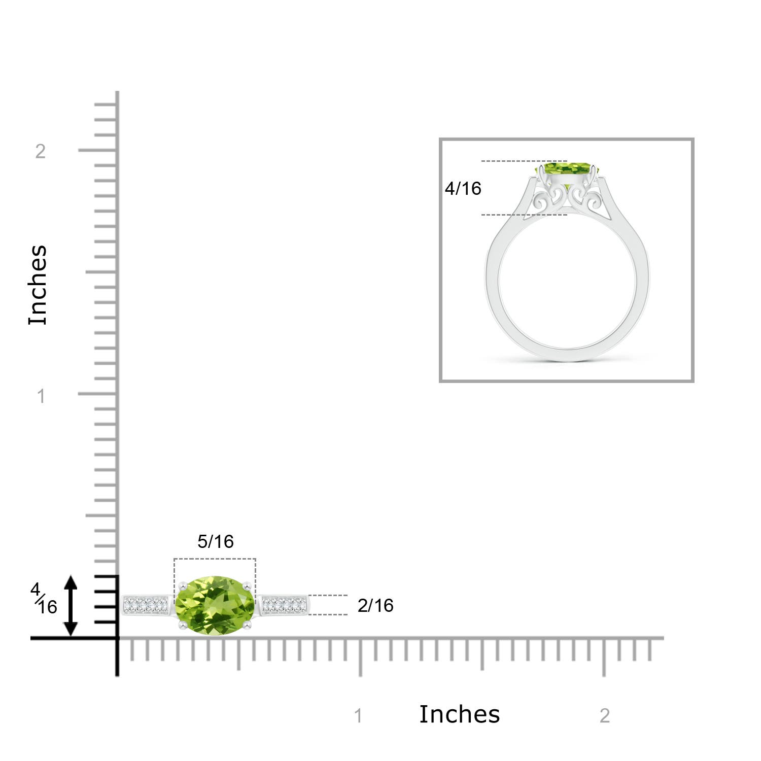 AAA - Peridot / 1.49 CT / 14 KT White Gold