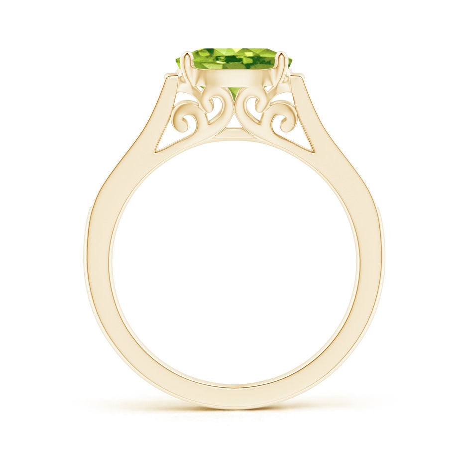 8x6mm AAA East-West Oval Peridot Solitaire Ring with Diamonds in Yellow Gold product image