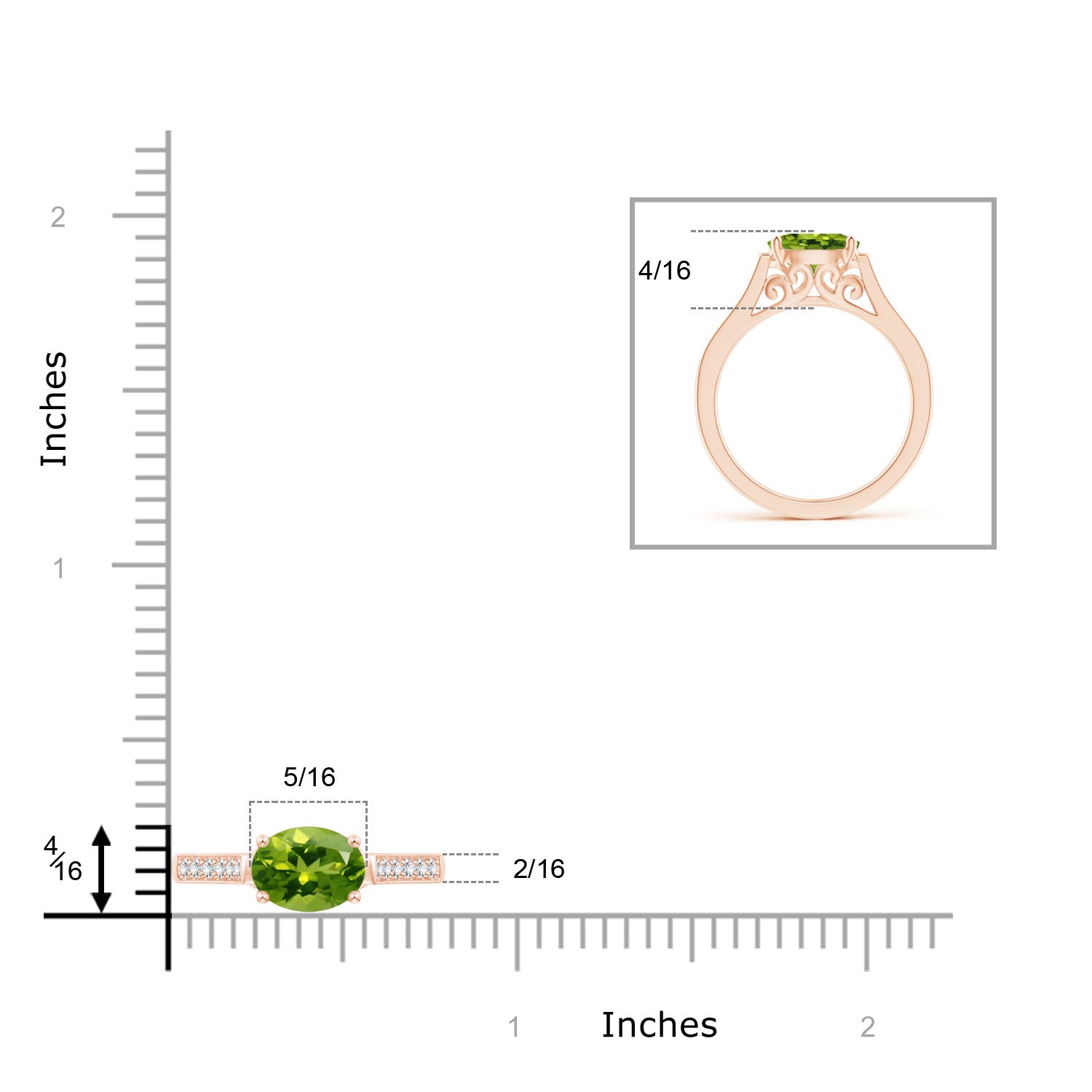 AAAA - Peridot / 1.49 CT / 14 KT Rose Gold