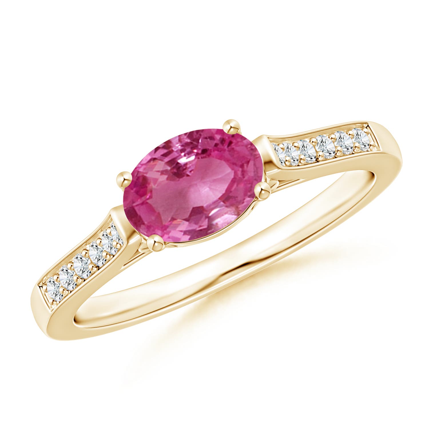 AAAA - Pink Sapphire / 0.97 CT / 14 KT Yellow Gold