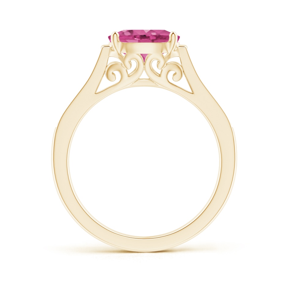 8x6mm AAAA East-West Oval Pink Sapphire Solitaire Ring with Diamonds in Yellow Gold product image