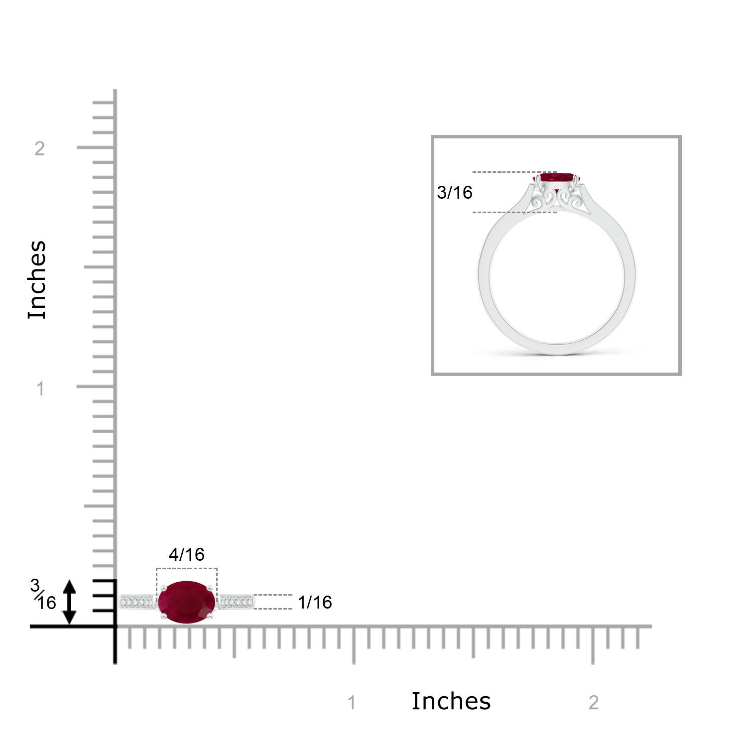 A - Ruby / 0.7 CT / 14 KT White Gold