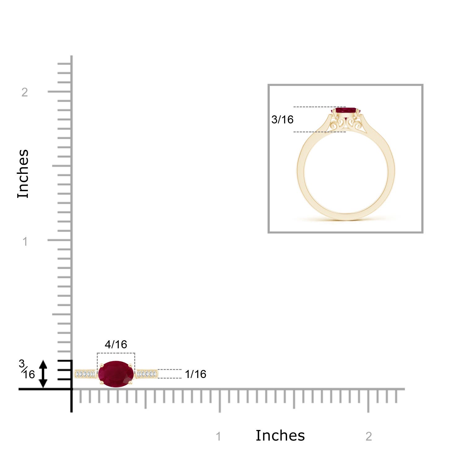 A - Ruby / 0.7 CT / 14 KT Yellow Gold