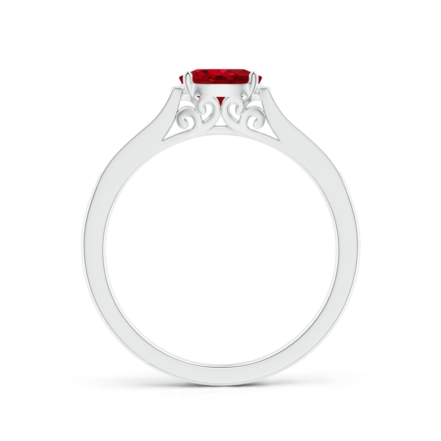 AAA - Ruby / 0.7 CT / 14 KT White Gold