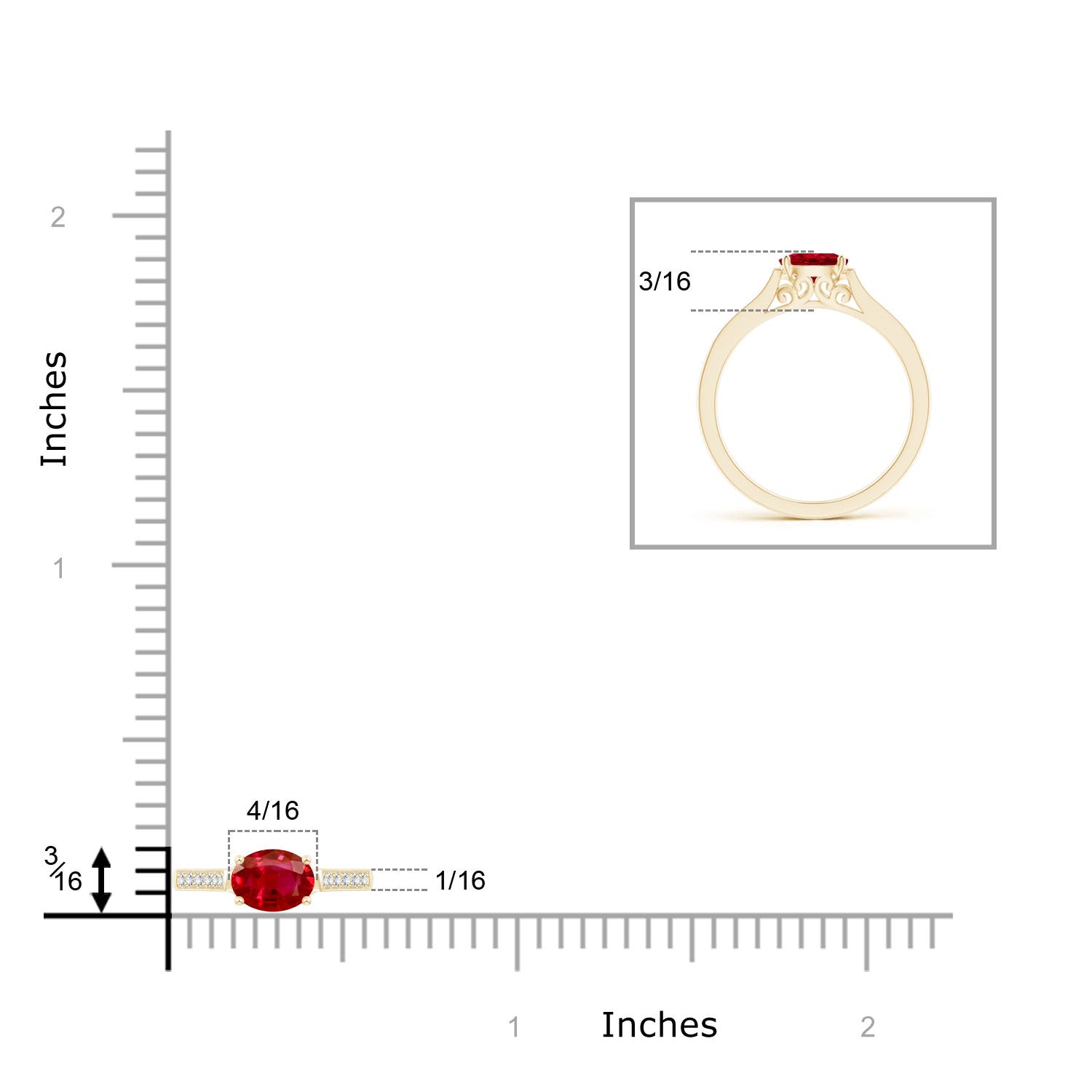 AAA - Ruby / 0.7 CT / 14 KT Yellow Gold