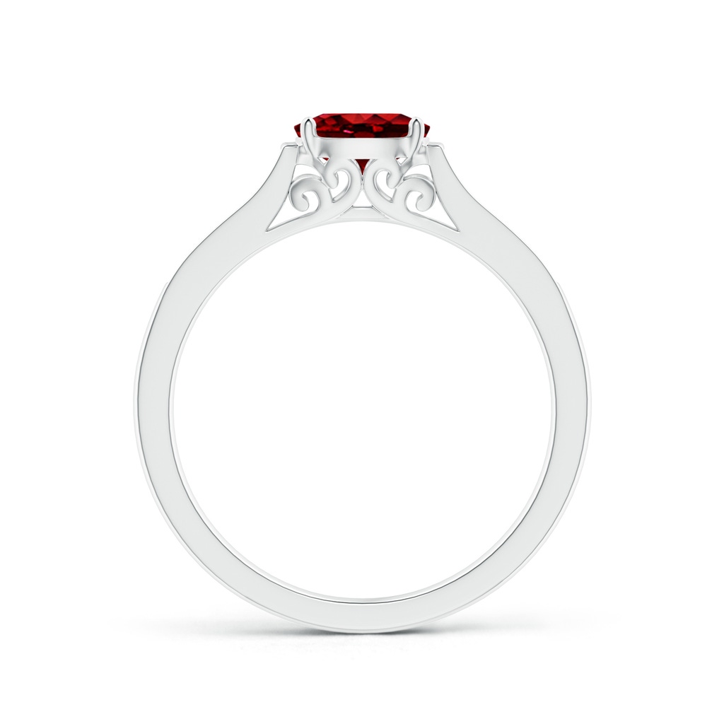 6x4mm AAAA East-West Oval Ruby Solitaire Ring with Diamonds in White Gold Product Image