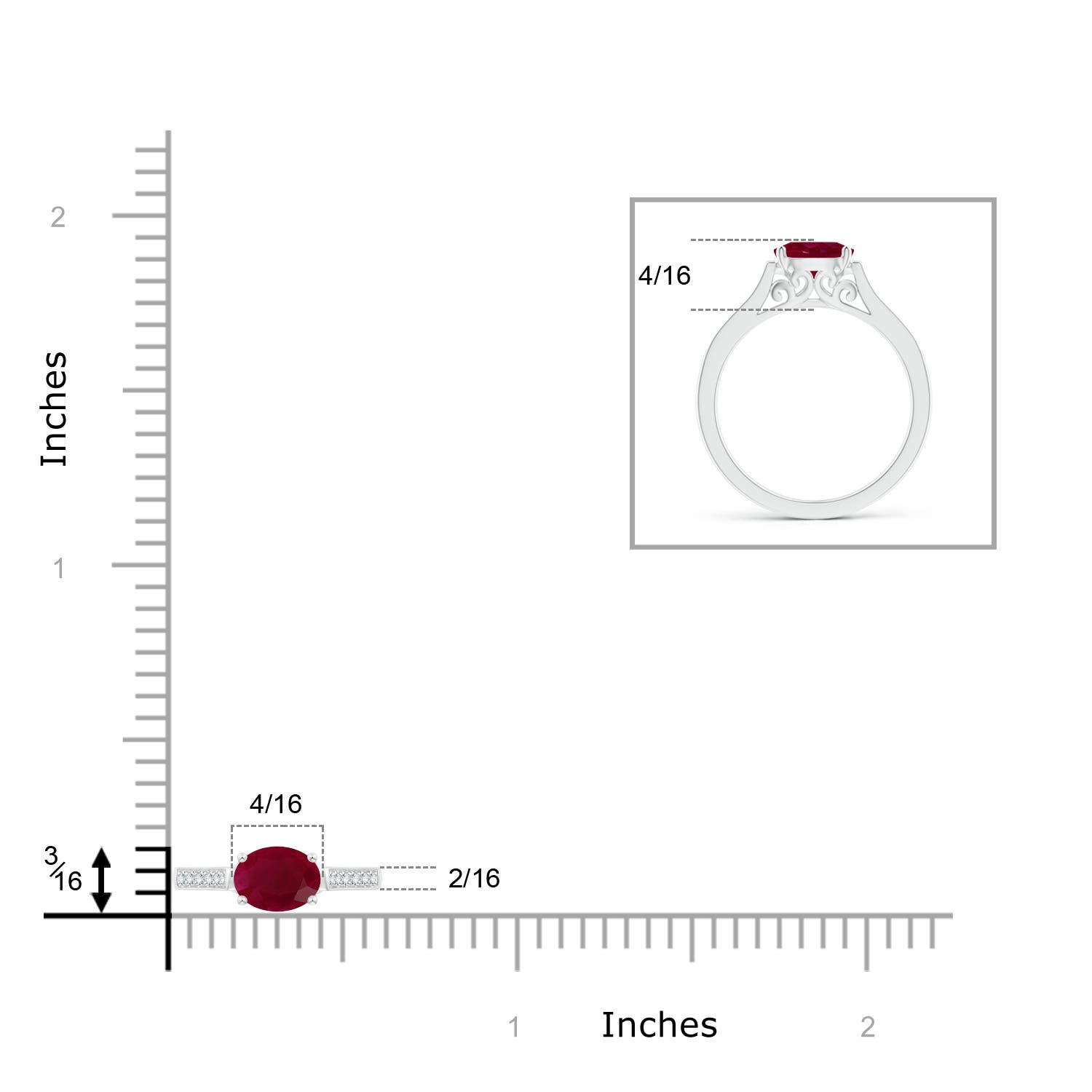 A - Ruby / 1.12 CT / 14 KT White Gold