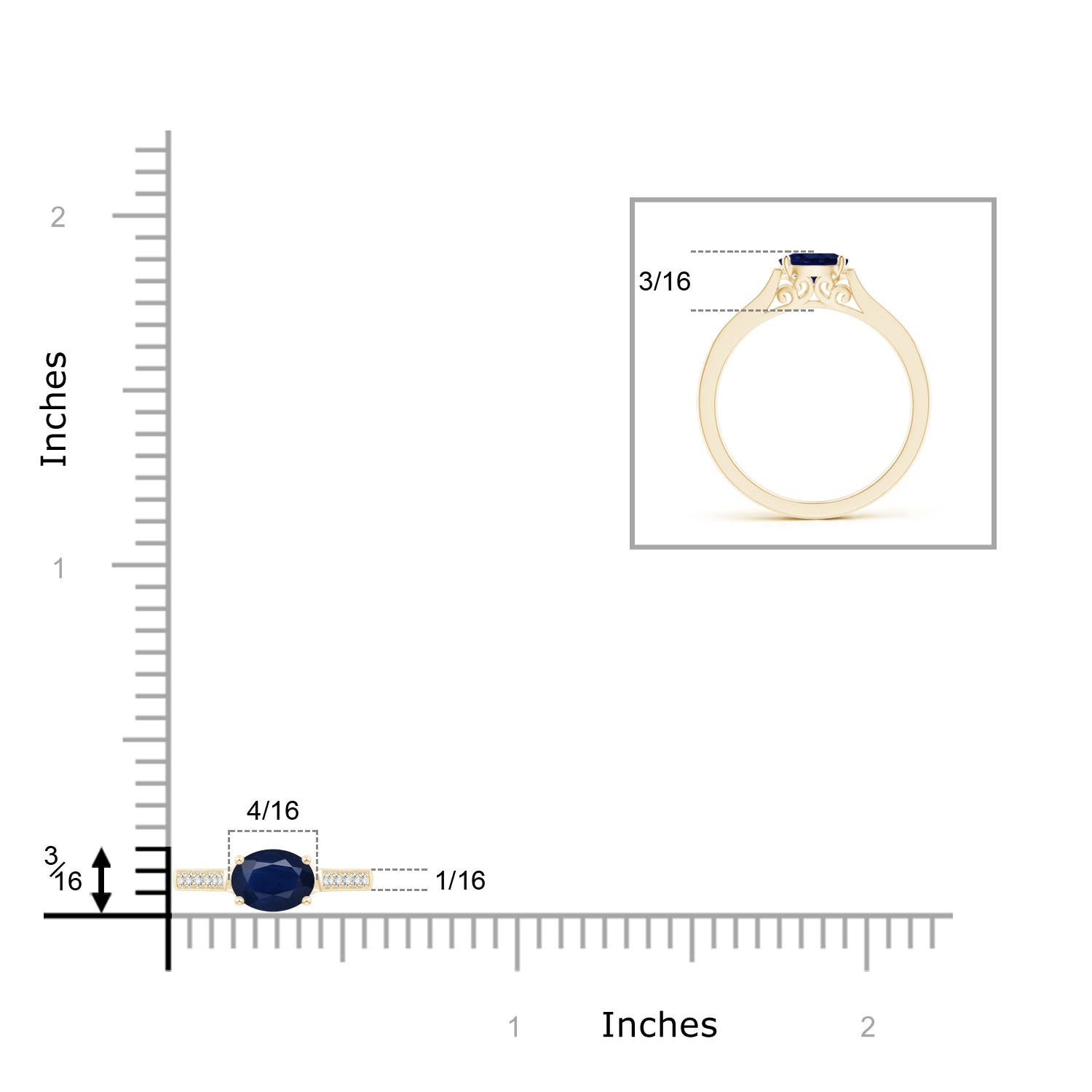 A - Blue Sapphire / 0.7 CT / 14 KT Yellow Gold