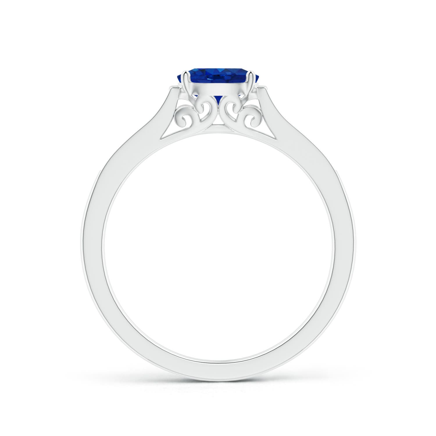 AAA - Blue Sapphire / 0.7 CT / 14 KT White Gold