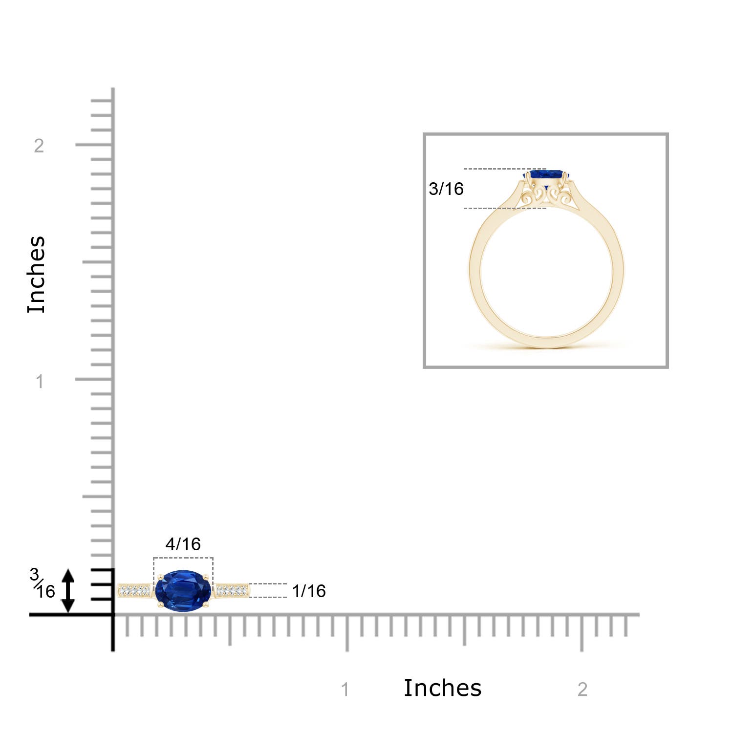 AAA - Blue Sapphire / 0.7 CT / 14 KT Yellow Gold