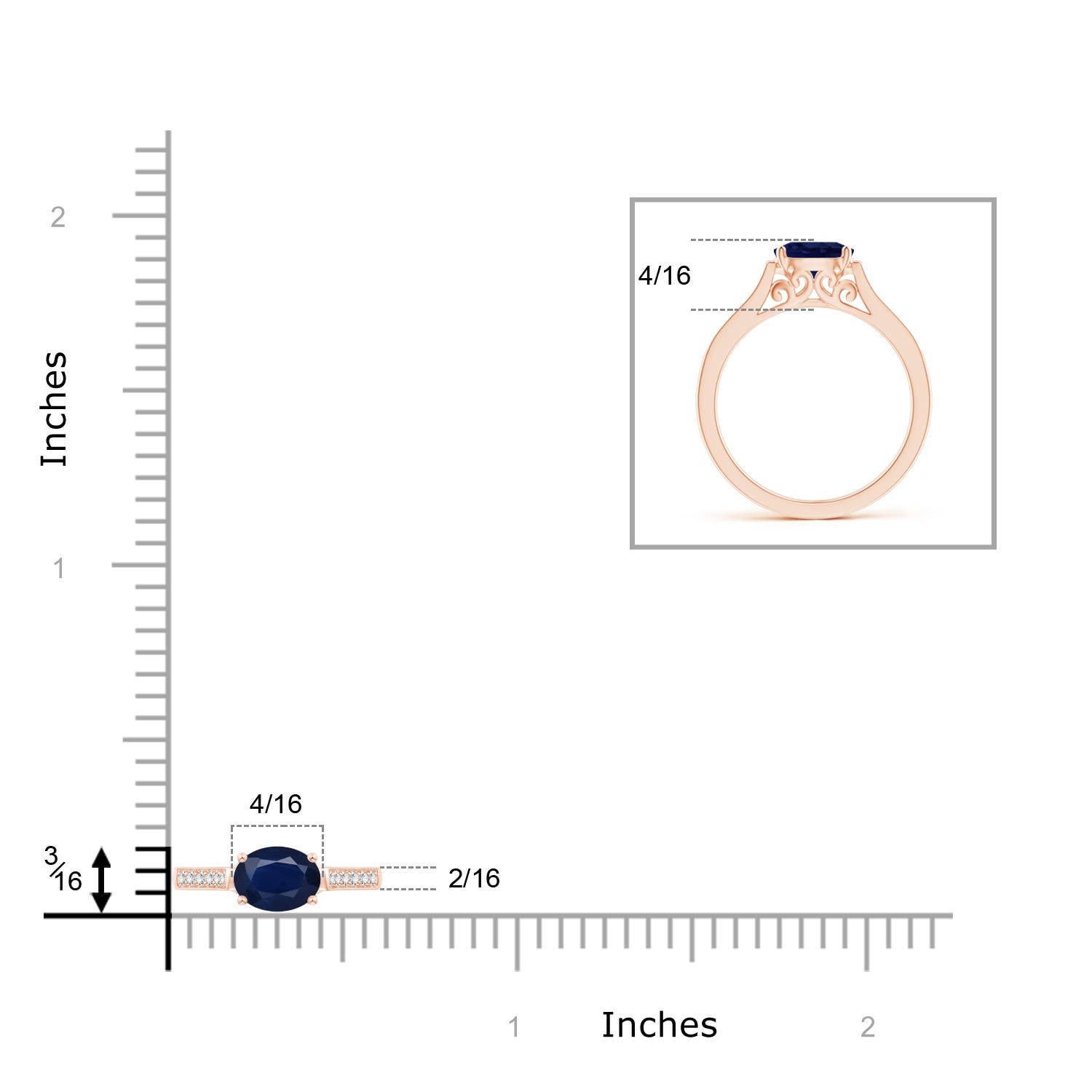 A - Blue Sapphire / 0.97 CT / 14 KT Rose Gold