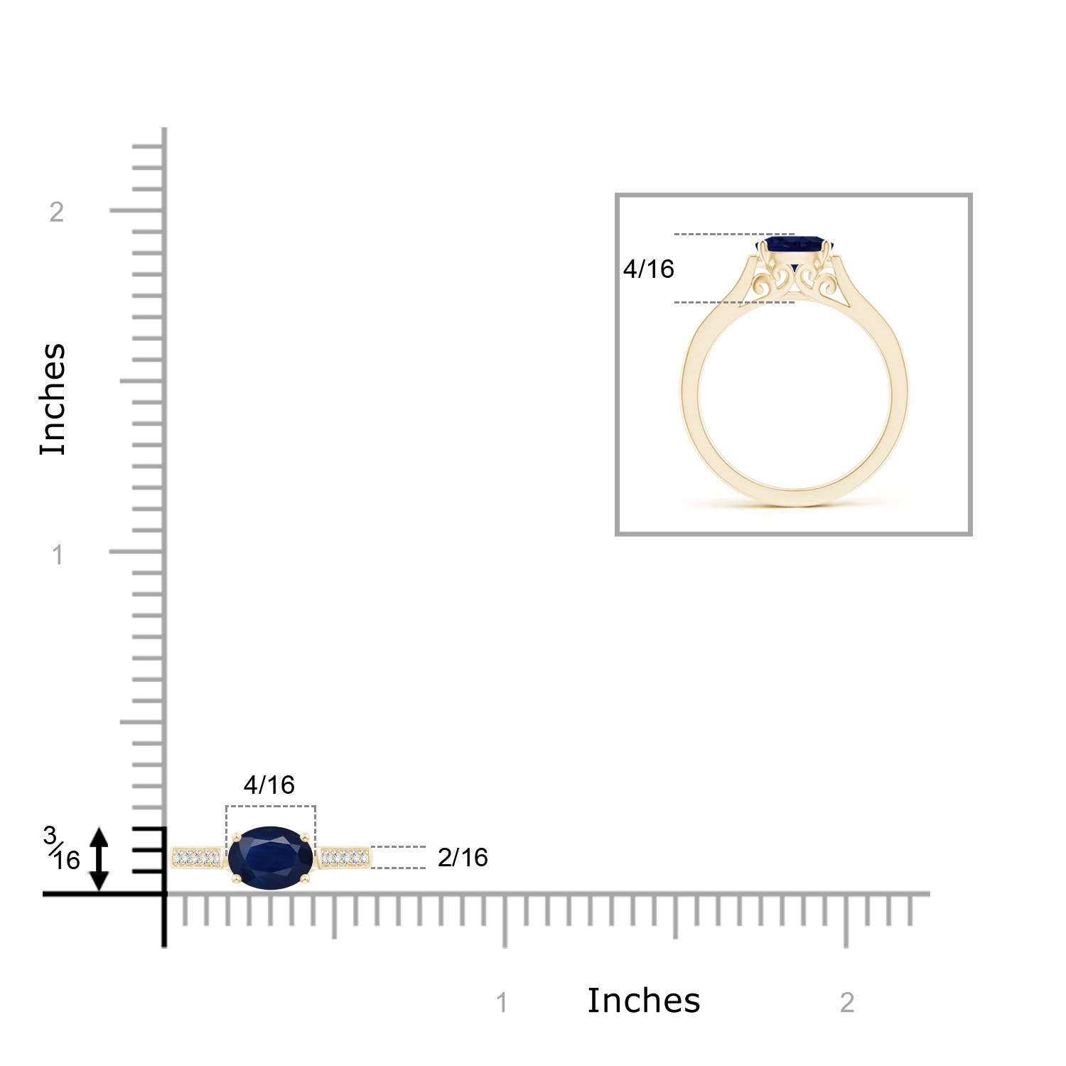 A - Blue Sapphire / 0.97 CT / 14 KT Yellow Gold