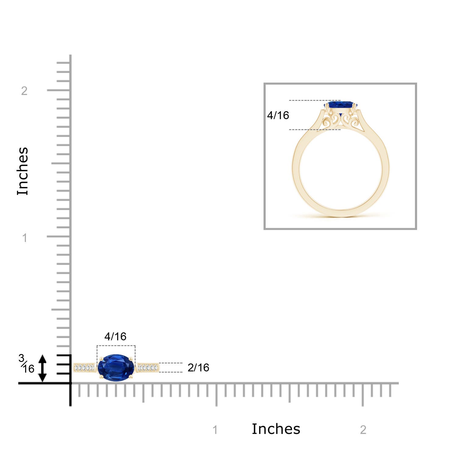 AAA - Blue Sapphire / 0.97 CT / 14 KT Yellow Gold