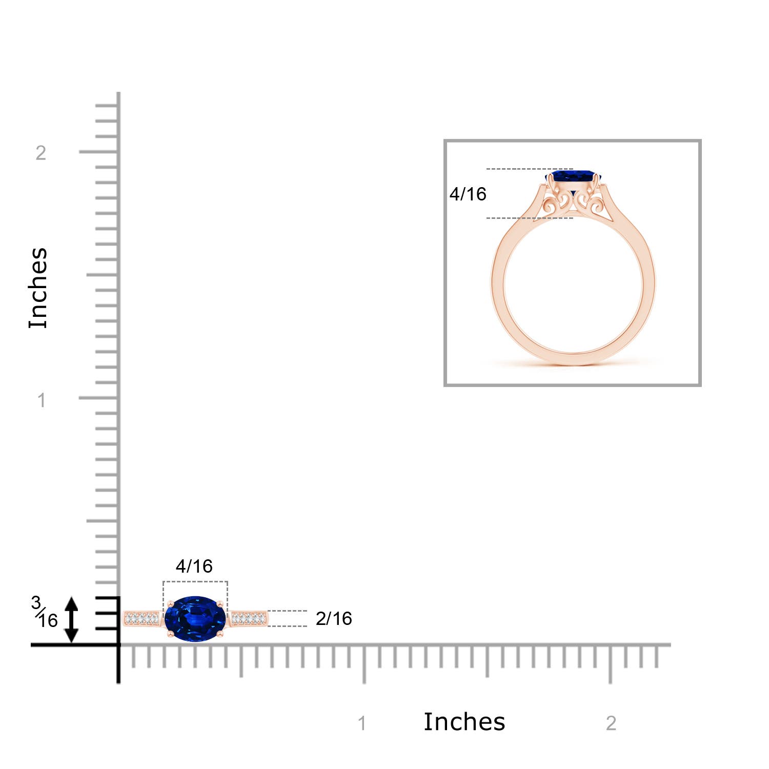 AAAA - Blue Sapphire / 0.97 CT / 14 KT Rose Gold