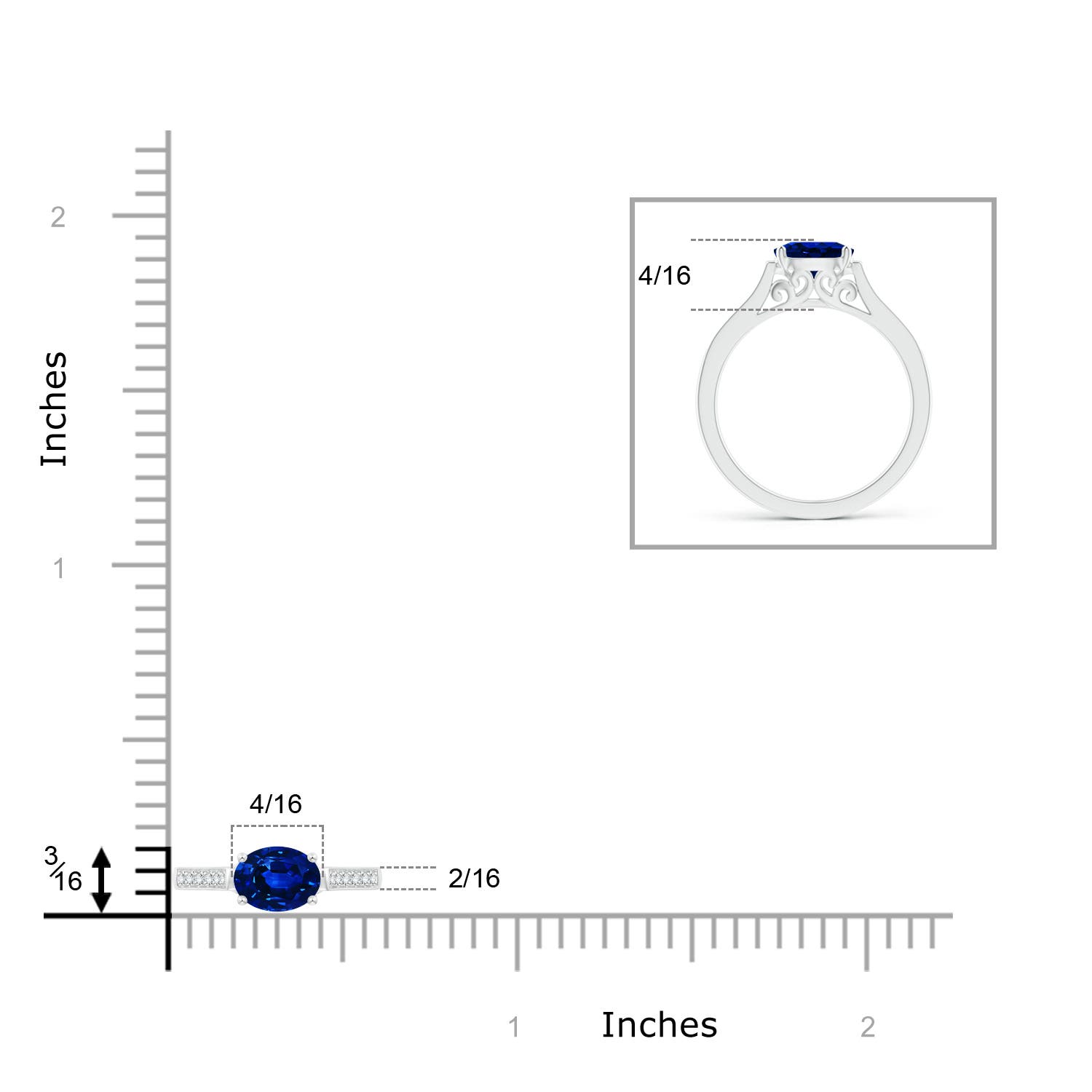 AAAA - Blue Sapphire / 0.97 CT / 14 KT White Gold