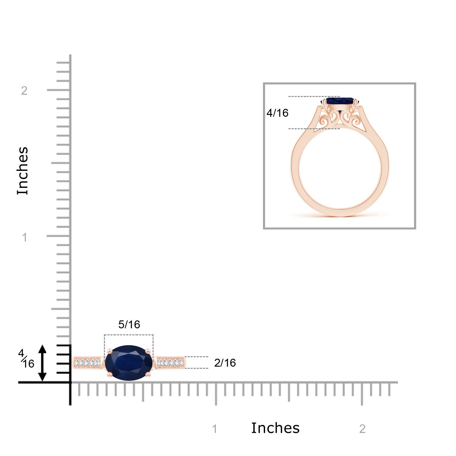 A - Blue Sapphire / 1.69 CT / 14 KT Rose Gold