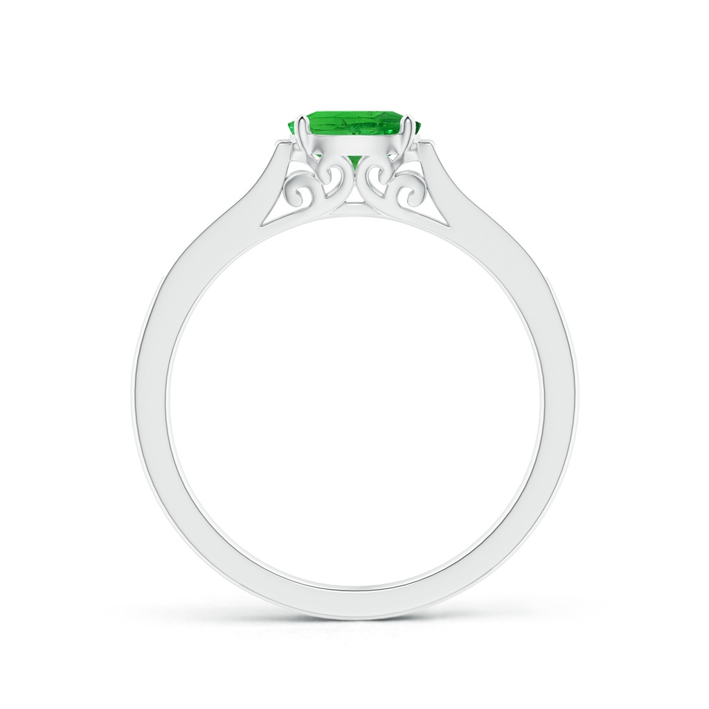 6x4mm AAA East-West Oval Tsavorite Solitaire Ring with Diamonds in White Gold Side 1