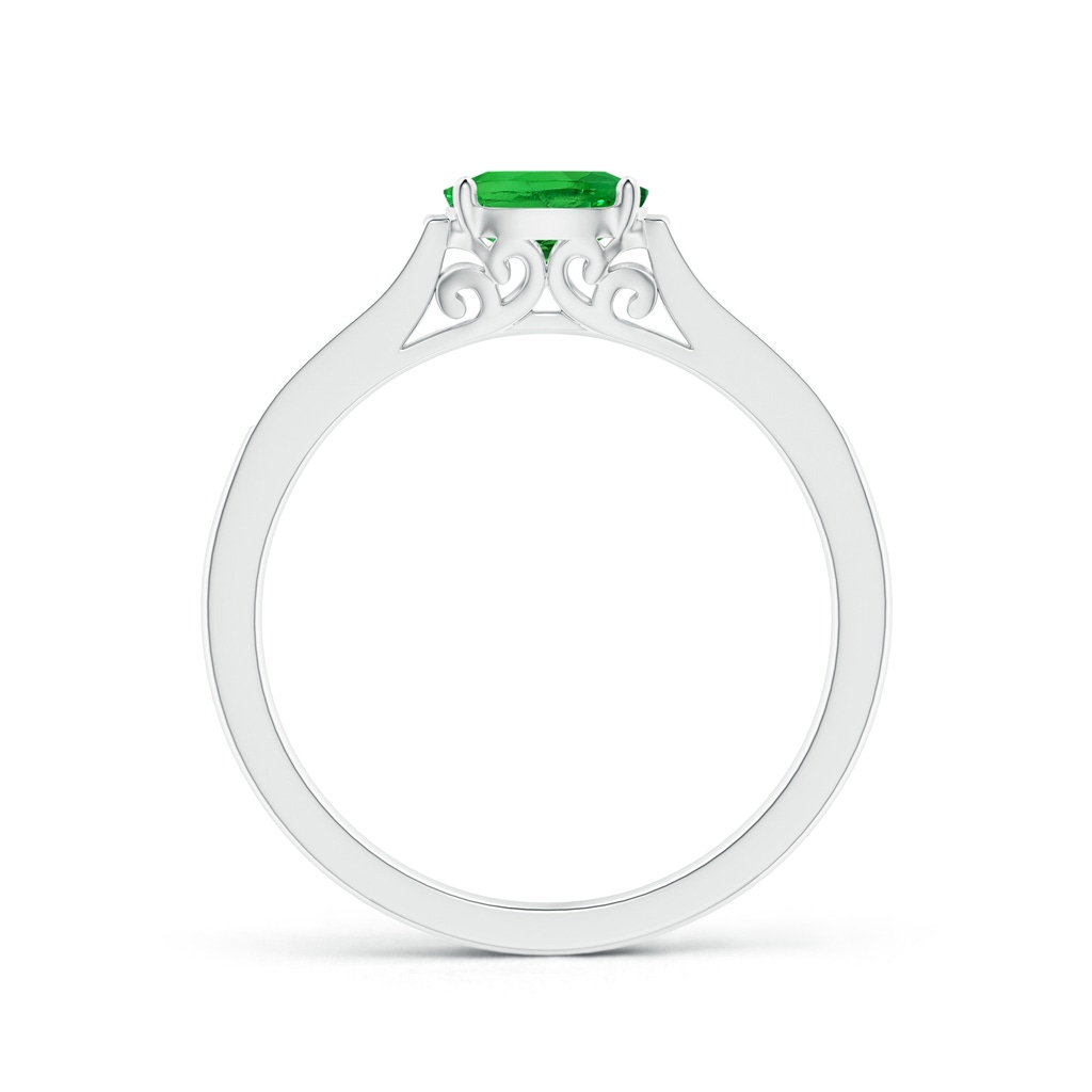 6x4mm AAAA East-West Oval Tsavorite Solitaire Ring with Diamonds in White Gold Side 1