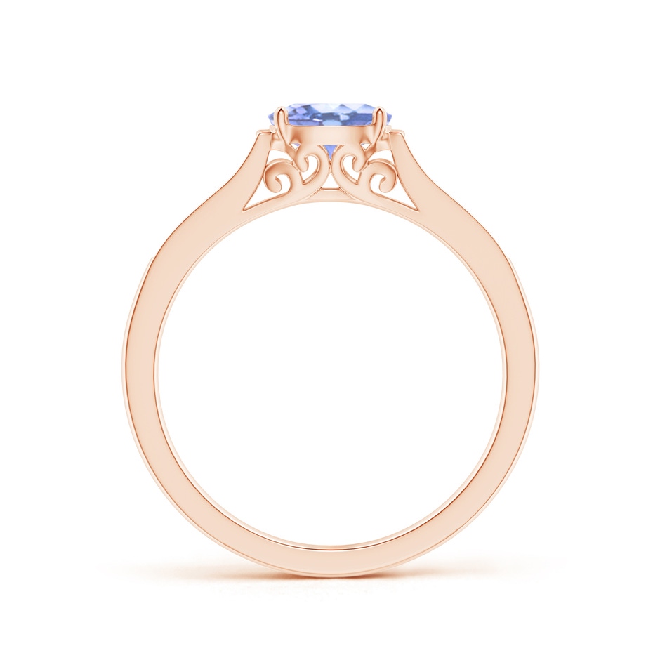 6x4mm A East-West Oval Tanzanite Solitaire Ring with Diamonds in Rose Gold product image