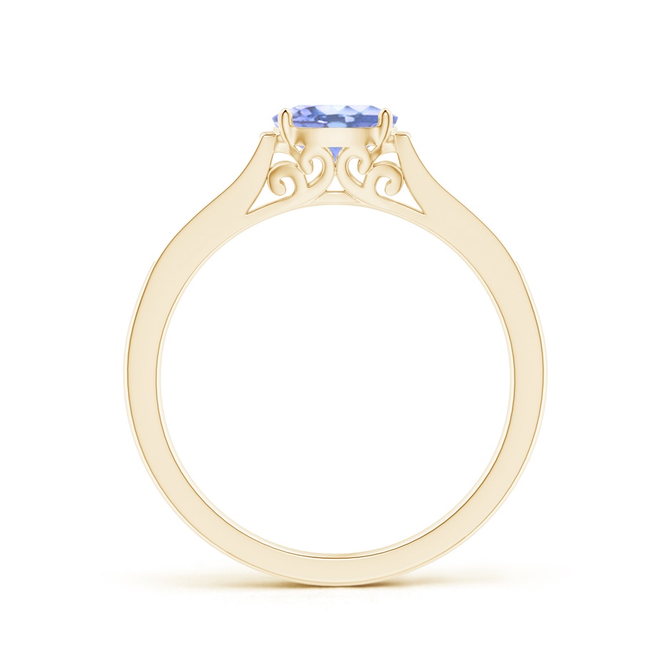 6x4mm A East-West Oval Tanzanite Solitaire Ring with Diamonds in Yellow Gold product image