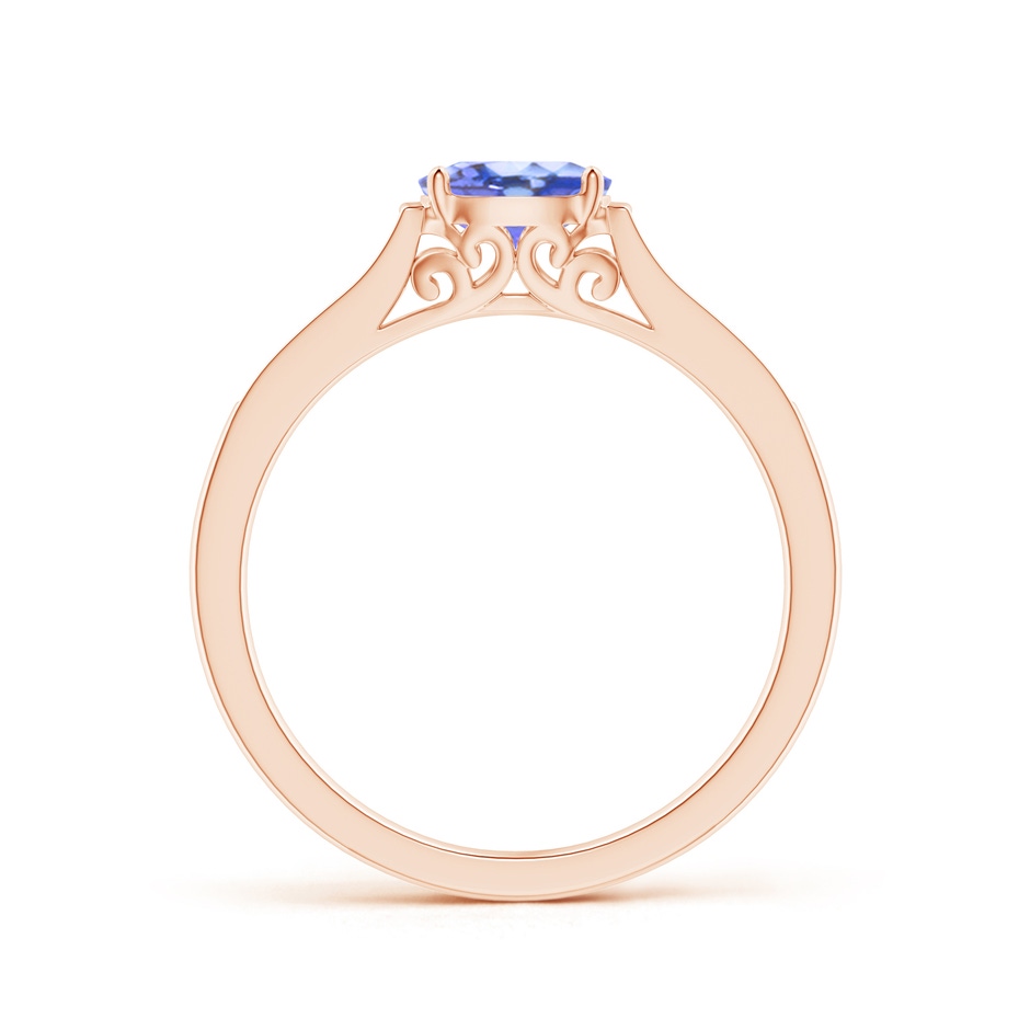 6x4mm AA East-West Oval Tanzanite Solitaire Ring with Diamonds in Rose Gold product image