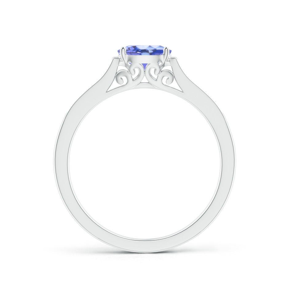 6x4mm AA East-West Oval Tanzanite Solitaire Ring with Diamonds in White Gold product image