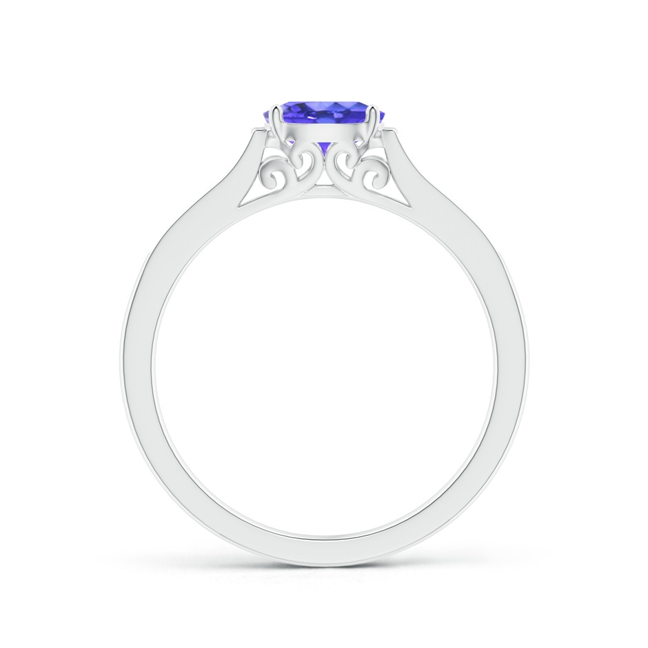 6x4mm AAA East-West Oval Tanzanite Solitaire Ring with Diamonds in White Gold product image
