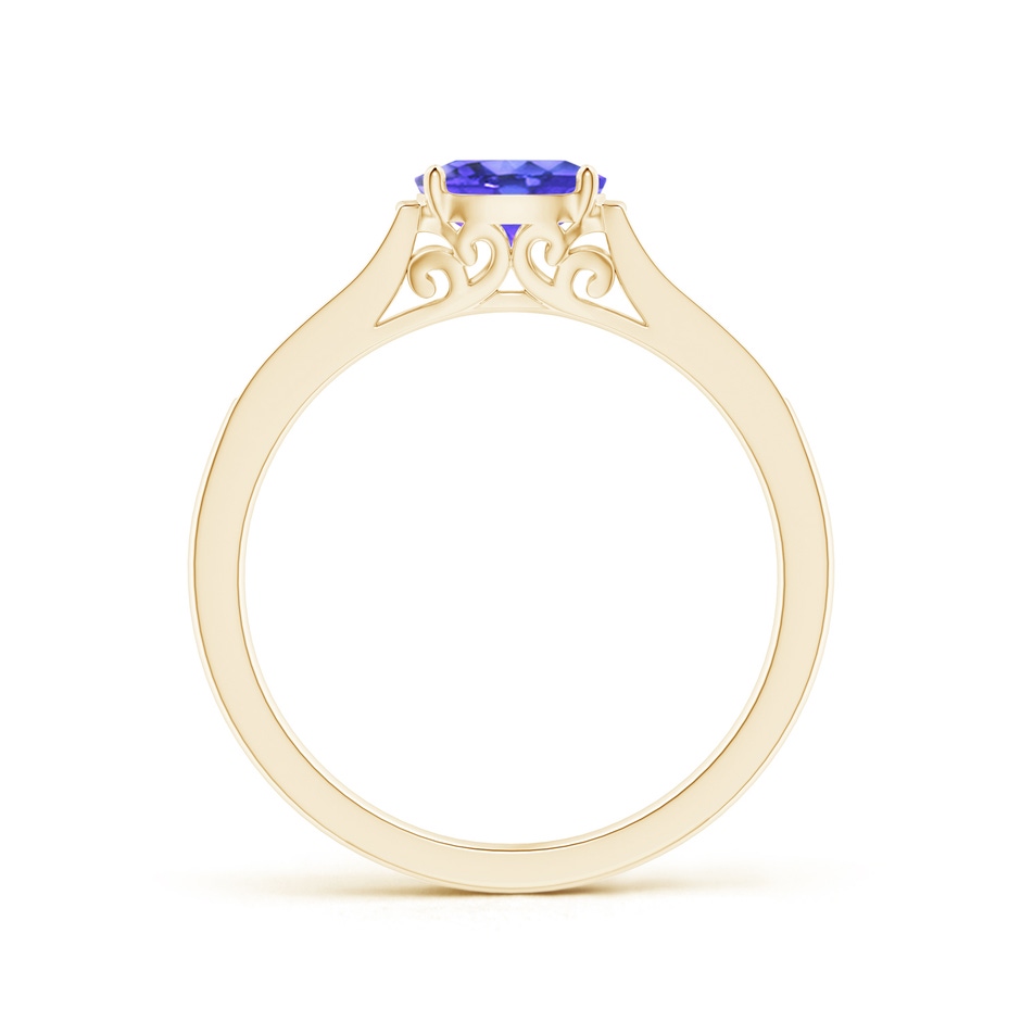 6x4mm AAA East-West Oval Tanzanite Solitaire Ring with Diamonds in Yellow Gold product image