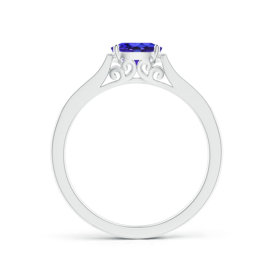 6x4mm AAAA East-West Oval Tanzanite Solitaire Ring with Diamonds in White Gold product image