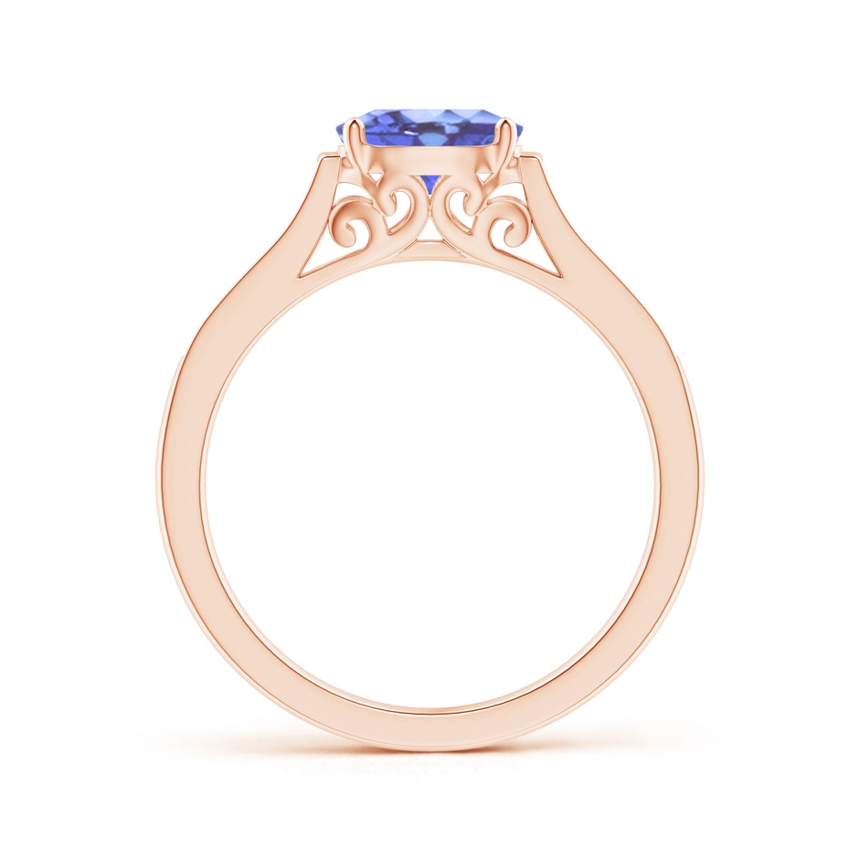 7x5mm A East-West Oval Tanzanite Solitaire Ring with Diamonds in Rose Gold product image