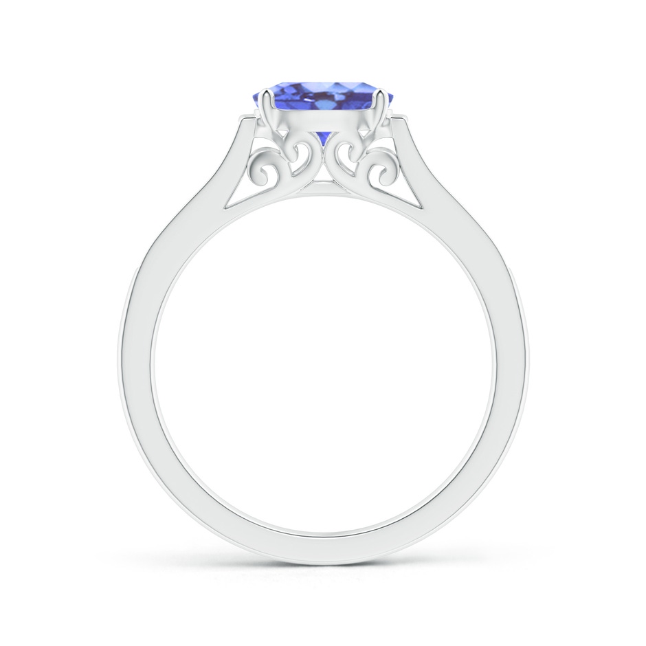 7x5mm A East-West Oval Tanzanite Solitaire Ring with Diamonds in White Gold product image